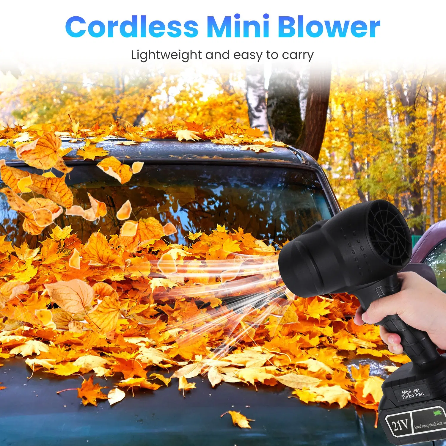 Portable Cordless Mini Blower (with Carrying Case), 130000RPM High Wind Speed & 1000W Motor, Wireless Design for Vehicle/Home/Outdoor Debris/Snow Clearing photo 6