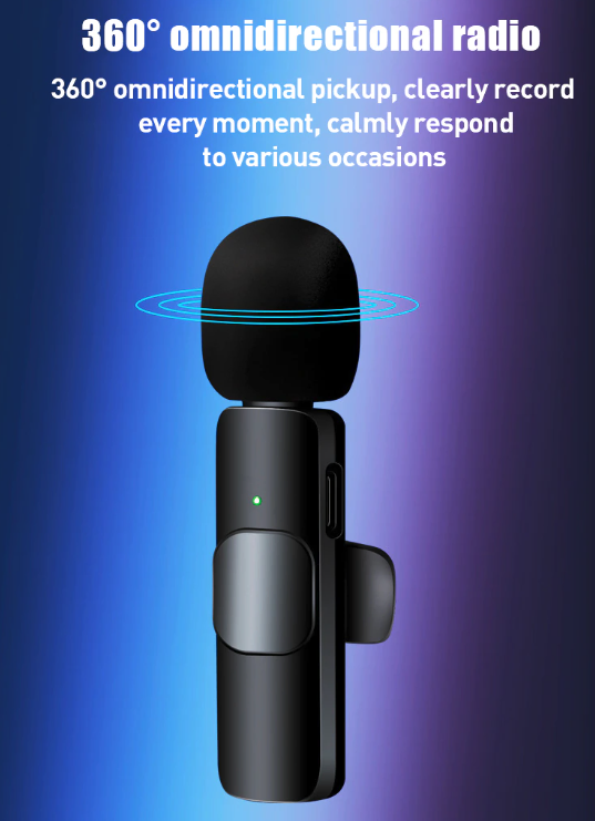 Lavalier Microphone Wireless Audio Video Recording Mini Mic For Android/iPhone photo 2
