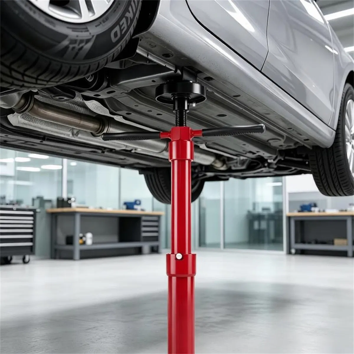 Adjustable Underhoist Support Jack Stand, 1654 LBS Max Load Triangular Base Hoist Support Stand with Rolling Wheels Anti-Slip Rubber Platform for Professional & Home Workshop Car Maintenance -Red photo 6
