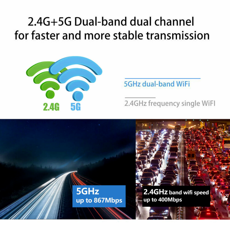 1300Mbps USB3.0 Wireless WiFi Adapter Dongle Dual Band 5G/2.4G Desktop Laptop PC photo 3