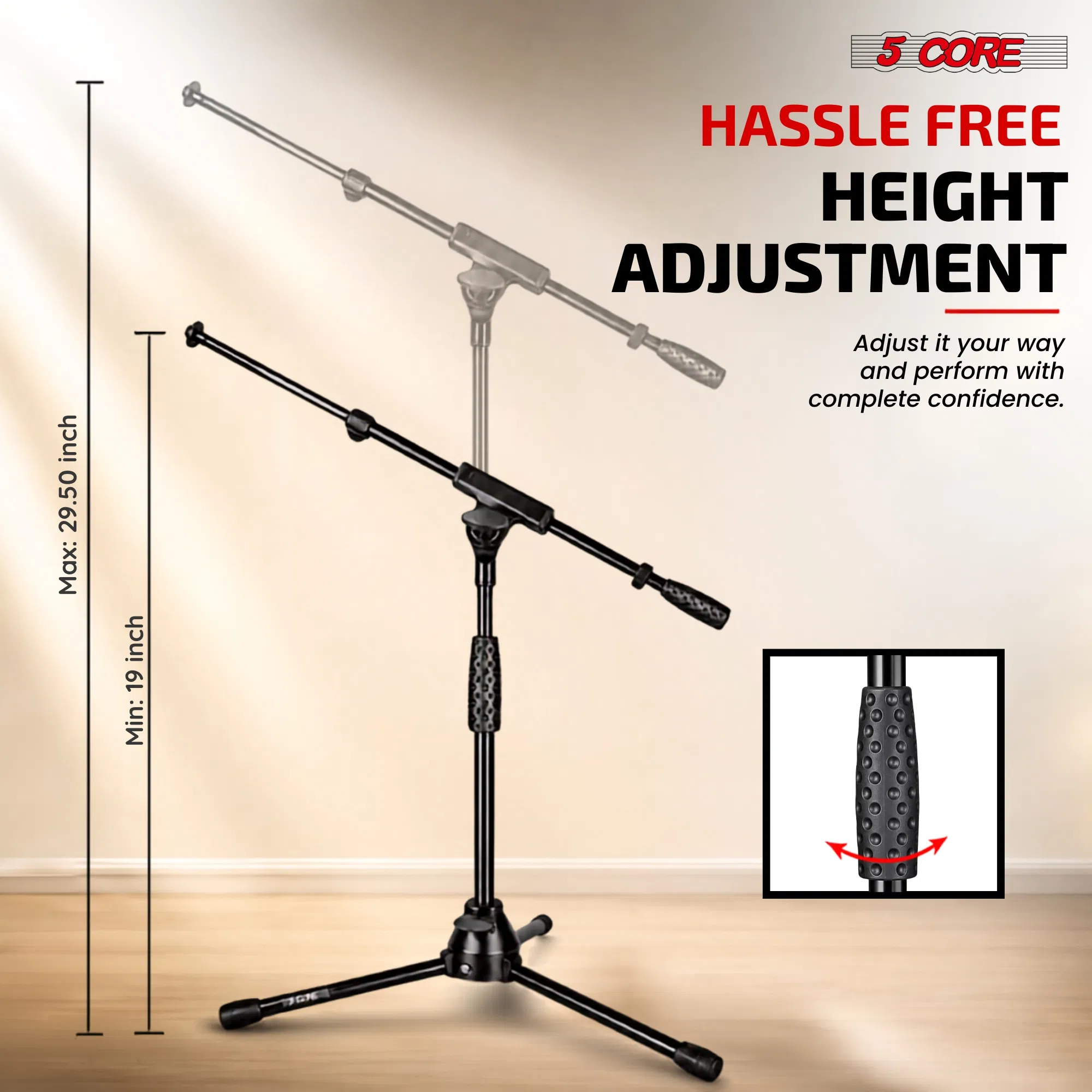 5 Core Mic Stand Floor Adjustable Short Tripod Microphone Stands w Telescoping Boom Arm photo 8