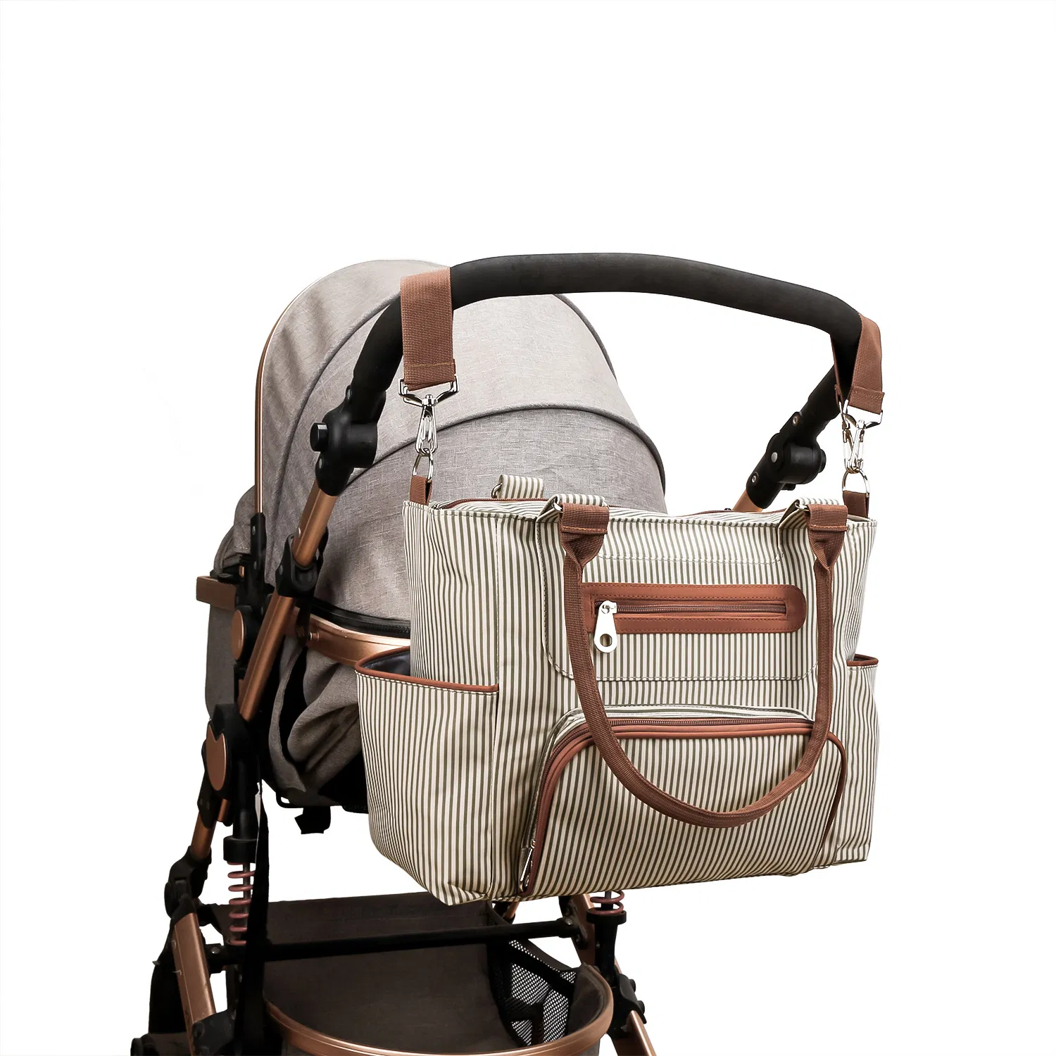 8PCS Baby Diaper Bag Set - Spacious 12-Pocket Design with Bottle Bag, Diaper Pad & Burp Cloths - 2 Carrying Ways, Wide Opening for Easy Access - Ideal for Parents photo 2