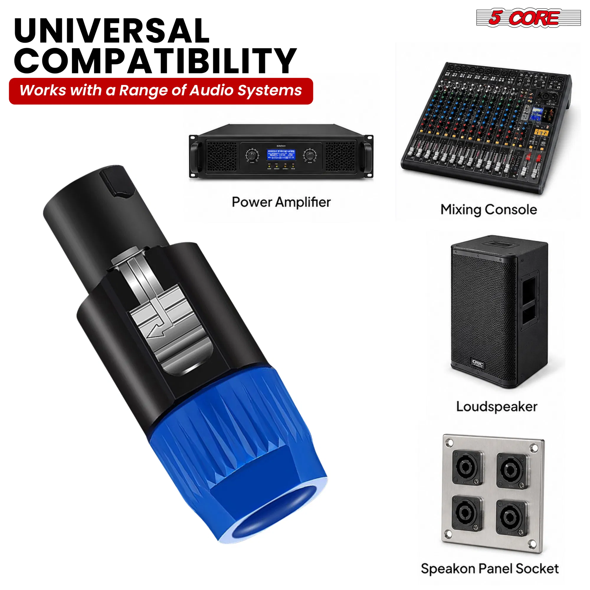 5 Core Speakon Adapter 6 Pack High Quality Audio Jack Male Audio Pin Speaker Adapter Connector photo 5