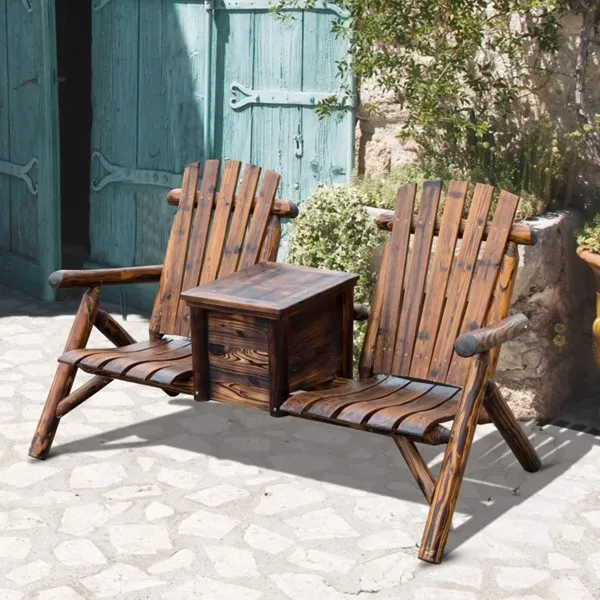 Wooden Chair Loveseat with Inset Ice Bucket Garden chairs/courtyard chairs photo 8