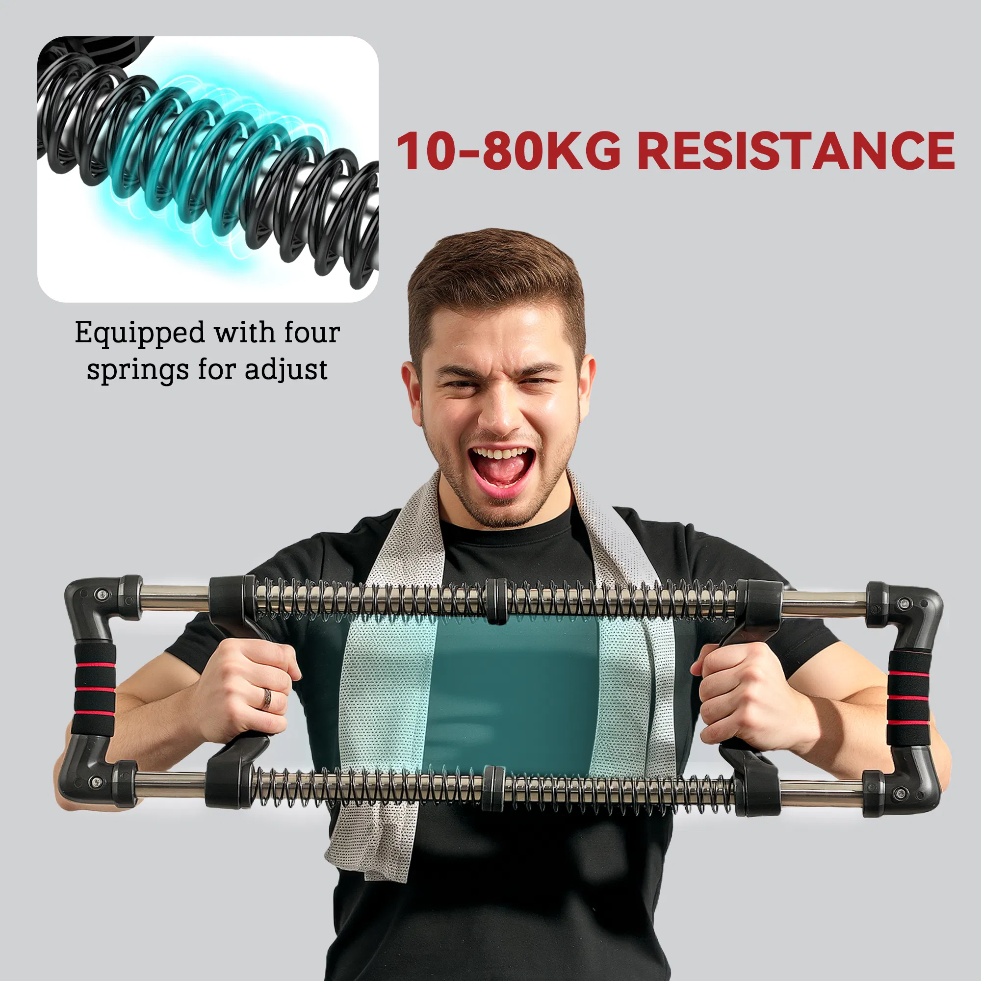 Chest Expander, Spring Chest Exerciser with 22-110 lbs Resistance for Men and Women Home Gym, Office or Travel photo 4