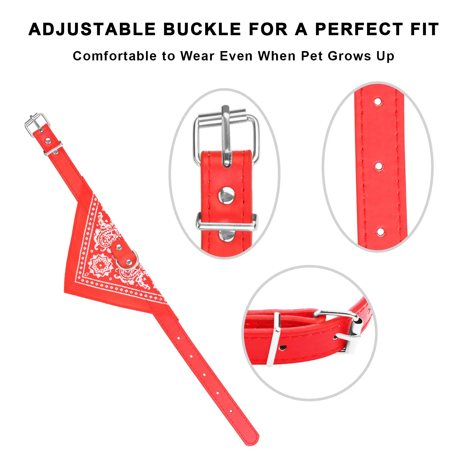 Adjustable Bandana Leather Pet Collar Triangle Scarf photo 5