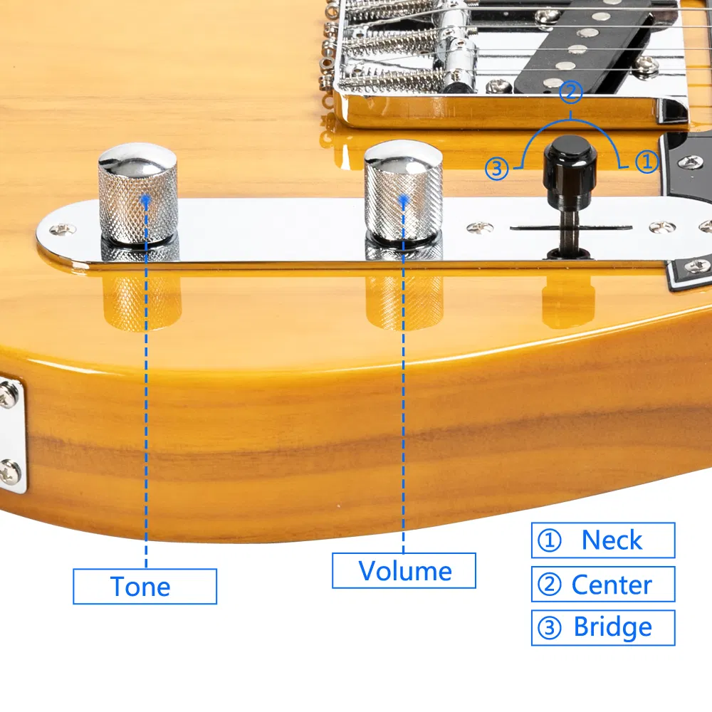 Maple Fingerboard GTL Electric Guitar SS Pickup Transparent Yellow photo 2