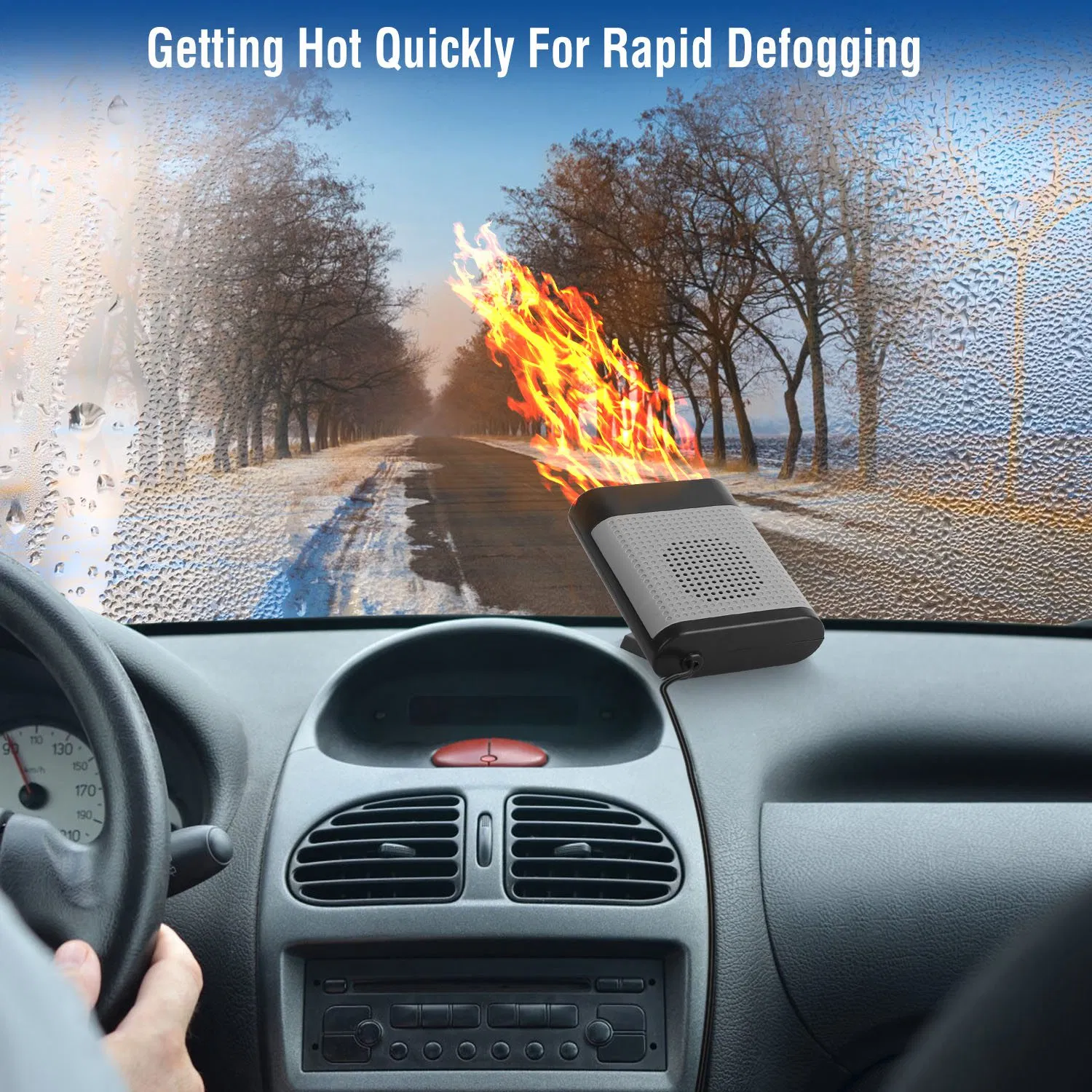 12V 150W Portable Car Heater Heating Fan 2 In 1 Defroster Defogger Demister Windshield Heater Automotive Cooling Fan with Air Purification 360° Rotating Base photo 6