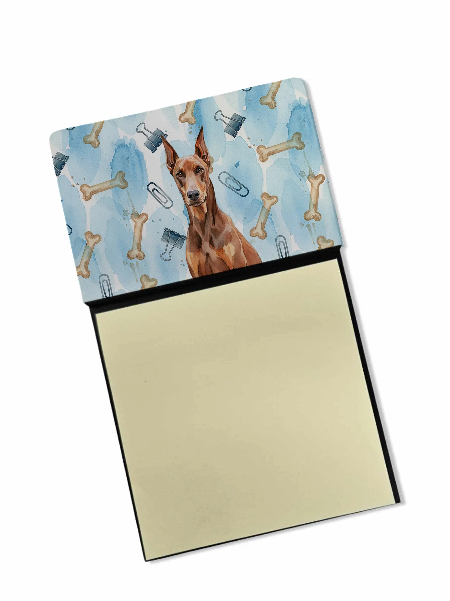 Red Doberman Pinscher Coworker Watercolor Sticky Note Holder Refillable Dispenser Desk Accessory 3x3 Pad Gift photo 1