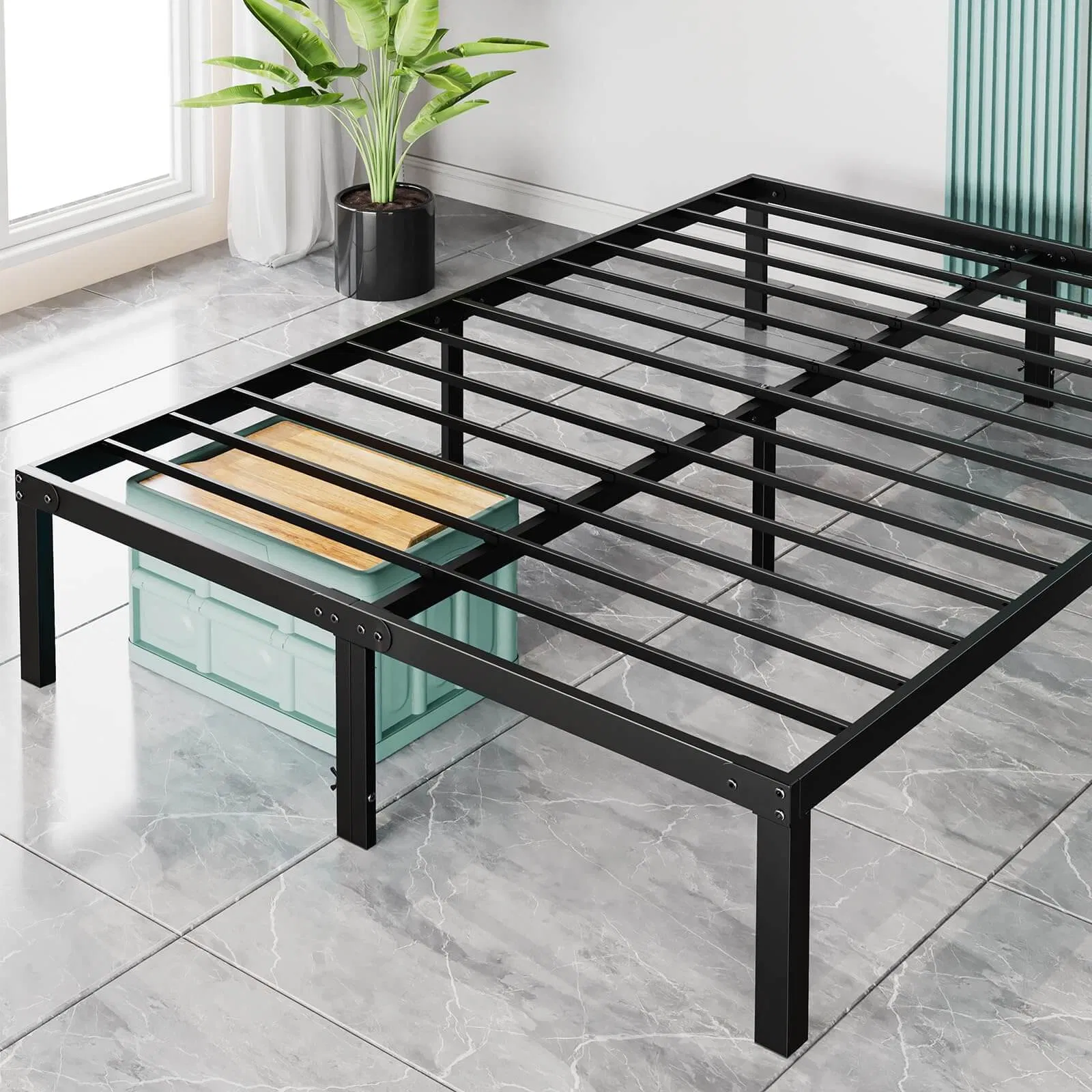 Heavy Duty Metal Bed Frame with Sturdy Steel Slat Support, No Box Spring Needed photo 3