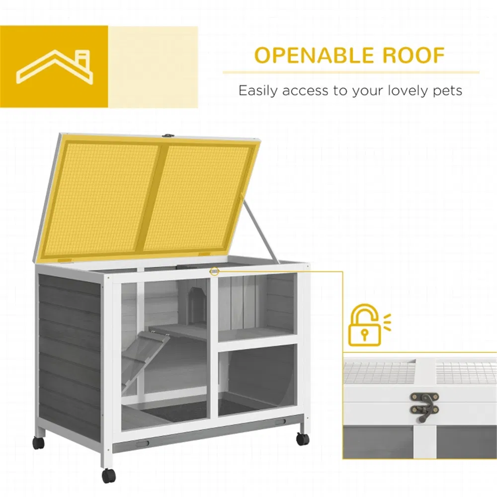 Pet cage /Wood Rabbit Hutch-Gray ( Amazon Shipping)(Prohibited by WalMart) photo 6