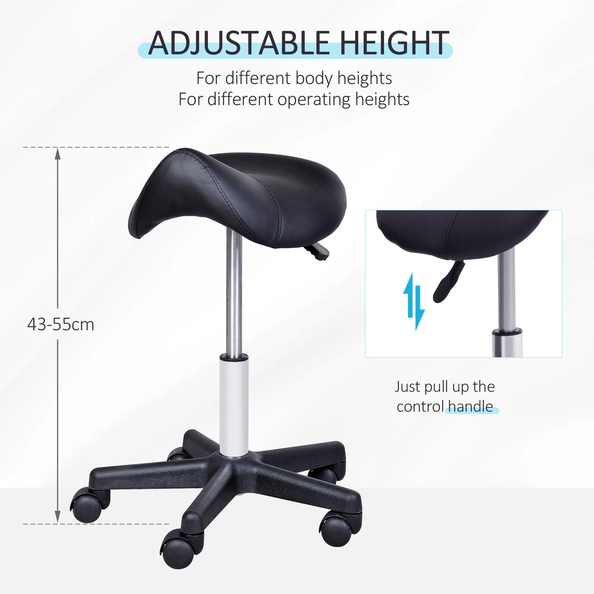 Hydraulic Swivel Salon Stool Adjustable Massage Facial Spa Beauty Saddle Chair Black photo 6