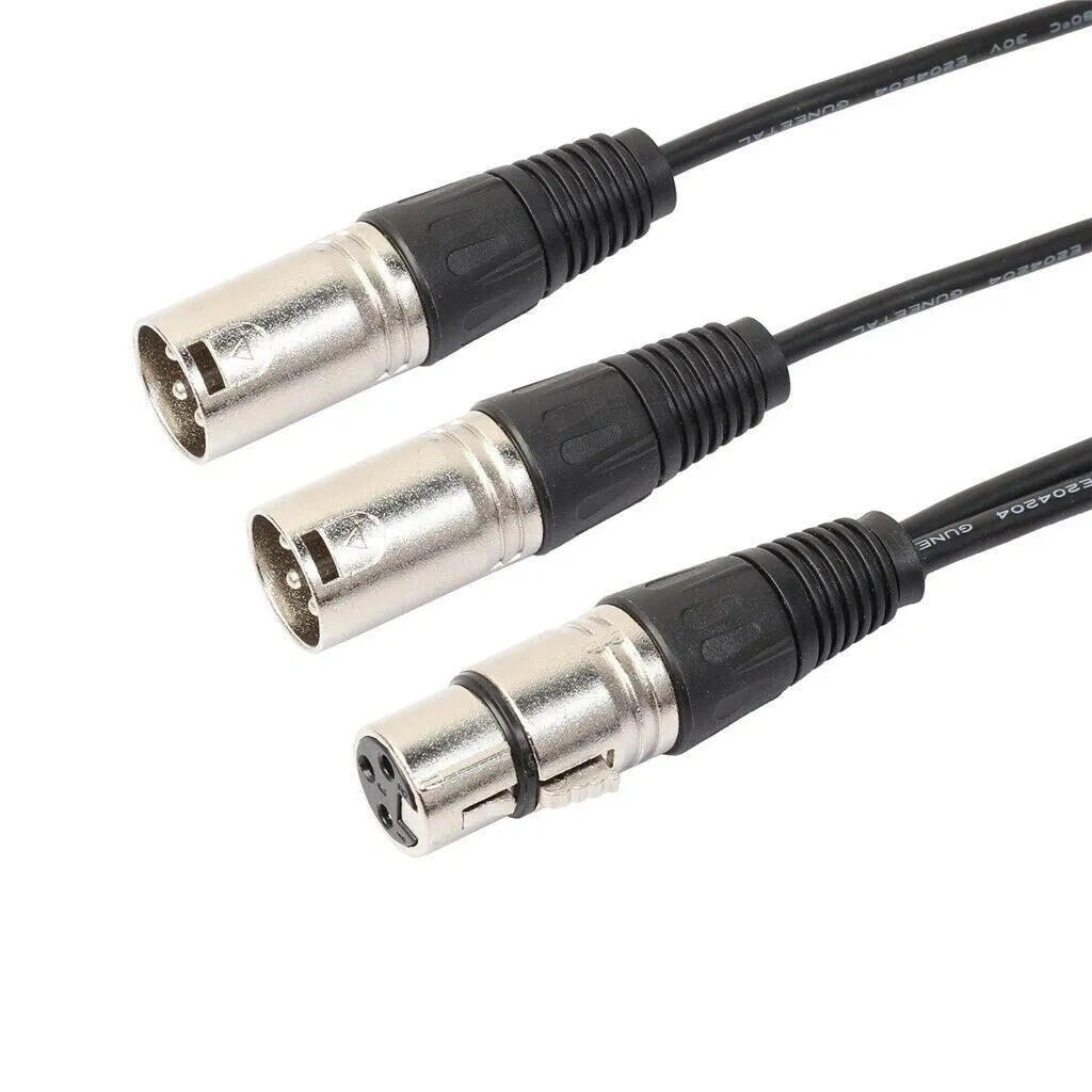 3Pin XLR Female Jack To Dual 2 Male Plug Y Splitter Cable Adapter Microphone USA photo 7