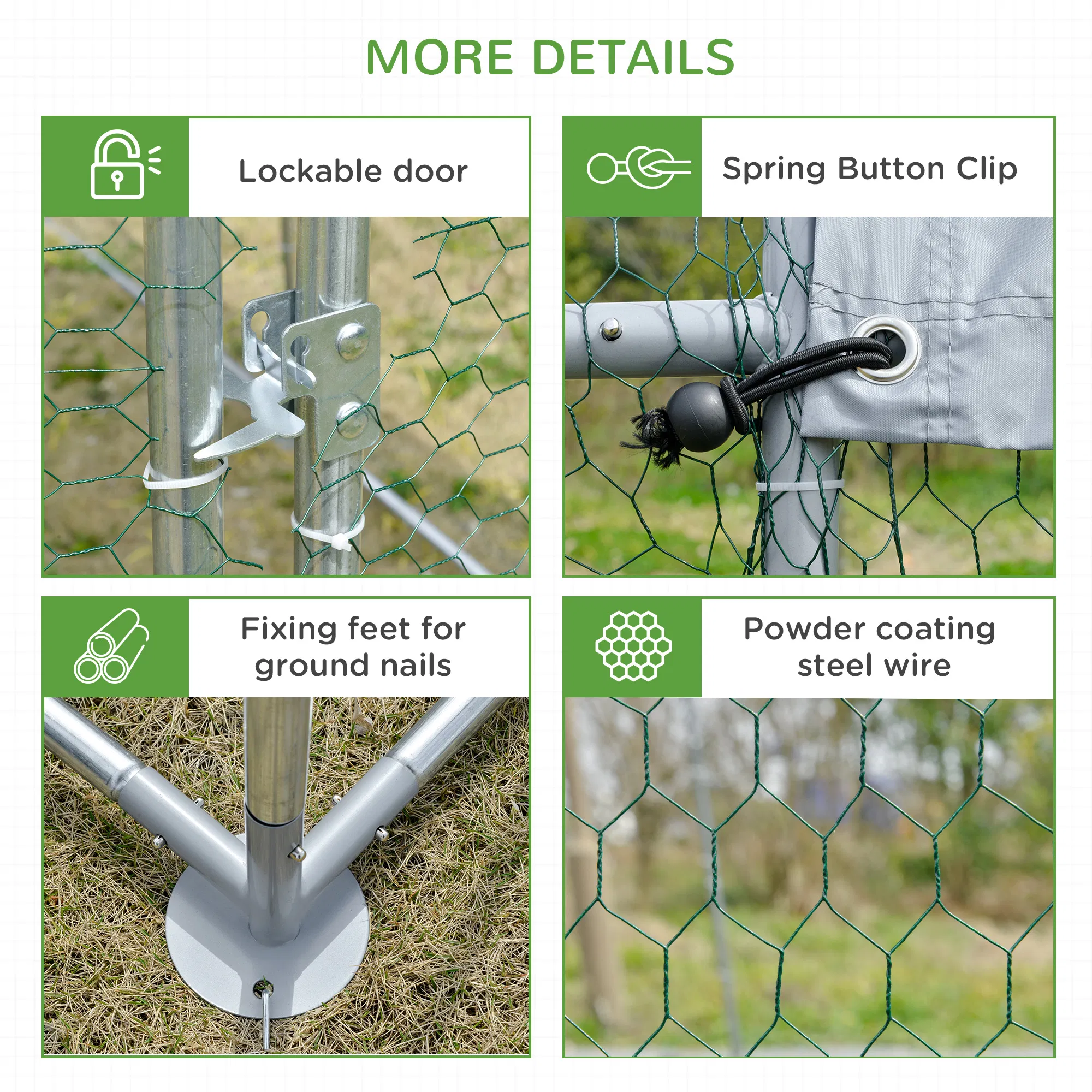 Galvanized Large Metal Chicken Coop Cage Walk-in Enclosure Poultry Hen Run House Playpen Rabbit Hutch with Cover for Outdoor Backyard 9.2' x 18.7' x 6.5' Silver photo 5