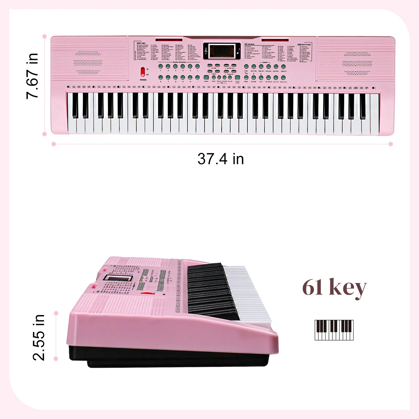 [Do Not Sell on Amazon]GEP-110 61 Key Keyboard with Piano Stand, Piano Bench, Built In Speakers, Headphone, Microphone, Music Rest, LED Screen, 3 Teaching Modes for Beginners photo 6