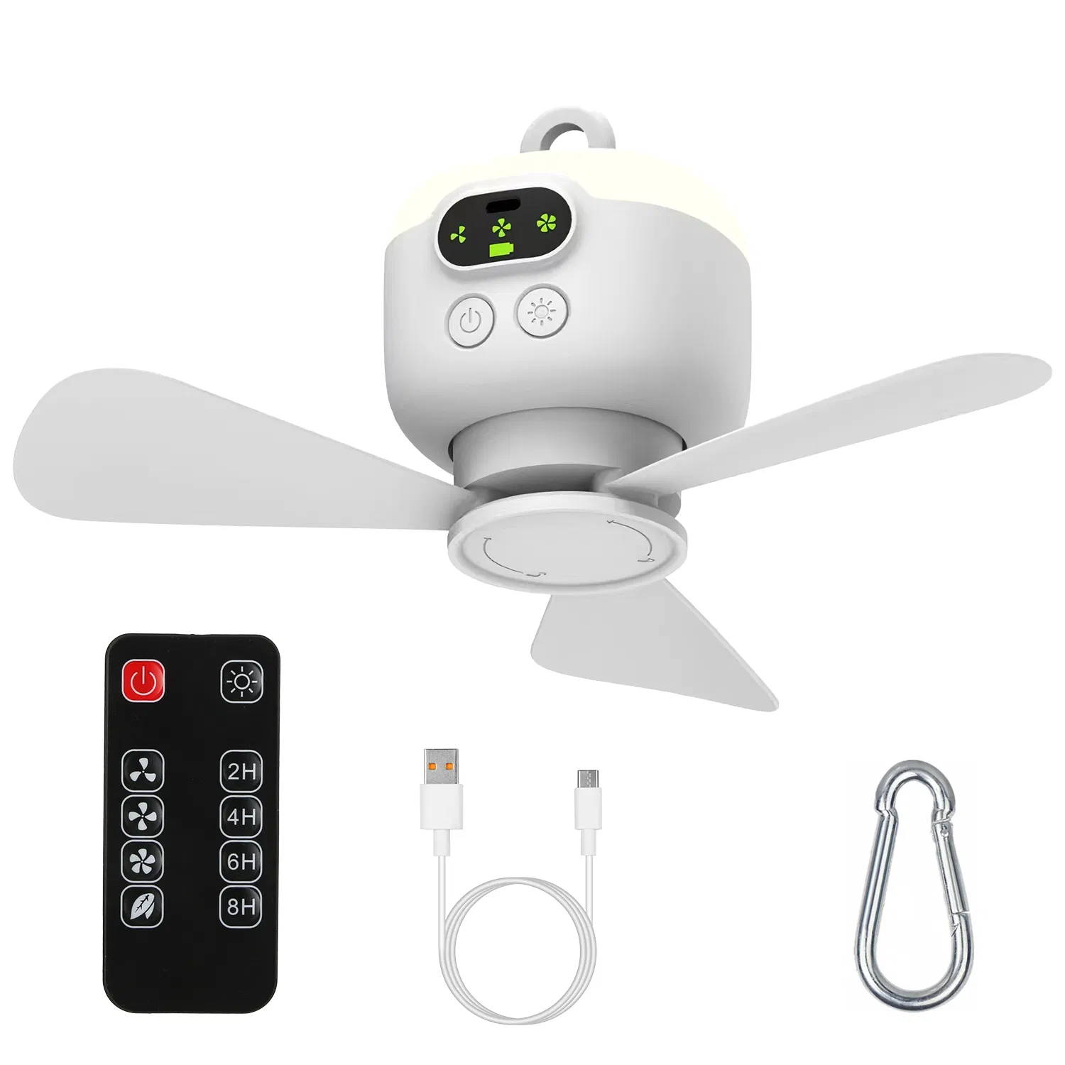 2 In 1 Portable Camping Fan with LED Lantern 8000mAh Battery Powered Tent Fan with Carabiner Digital Display 4 Speeds 4 Timer Settings for Camping Canopy Tents RV photo 4