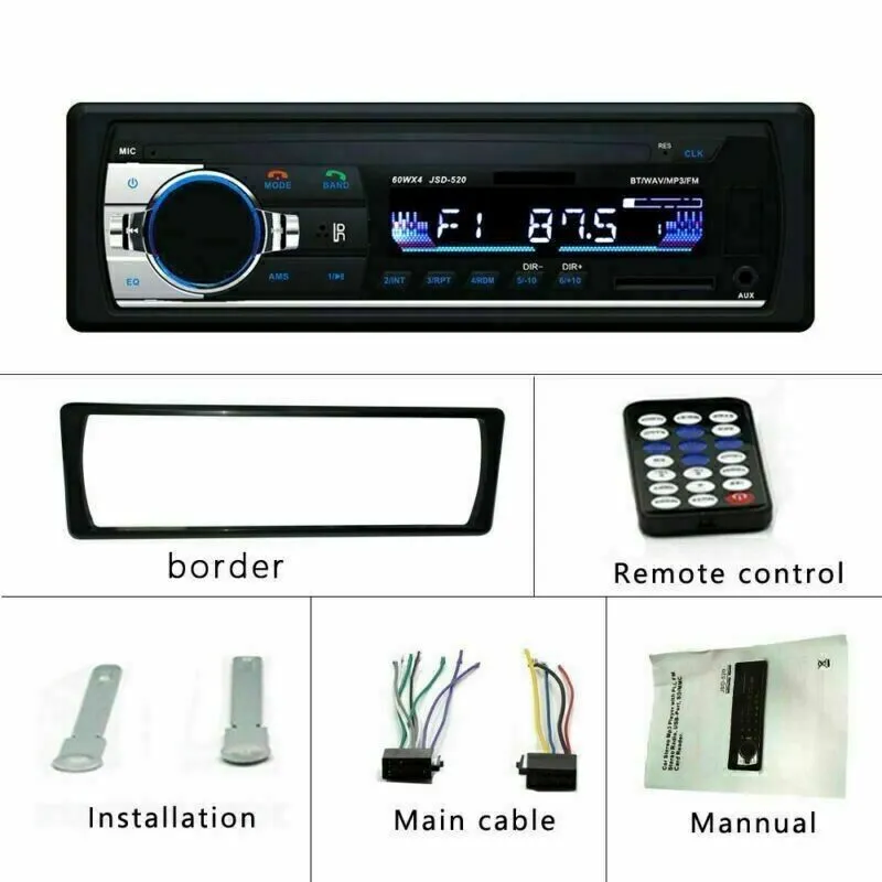Bluetooth Car Stereo Audio In-Dash FM Aux Input Receiver SD USB MP3 Radio Player photo 2