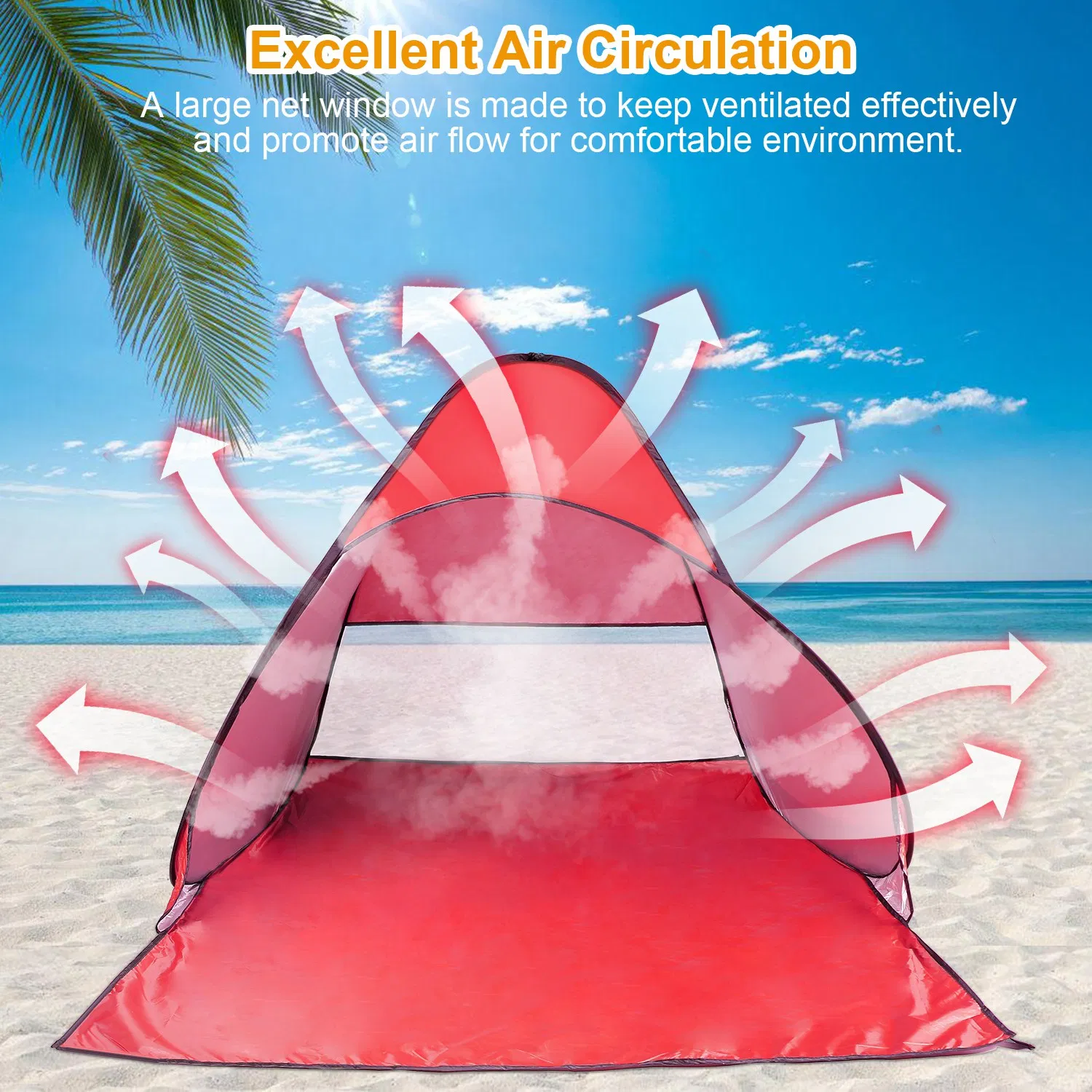 Pop Up Beach Tent Sun Shade Shelter Anti-UV Automatic Waterproof Tent Canopy for 2/3 Man w/ Net Window Storage Bag for Outdoor Beach Camping Fishing Park Lake photo 2