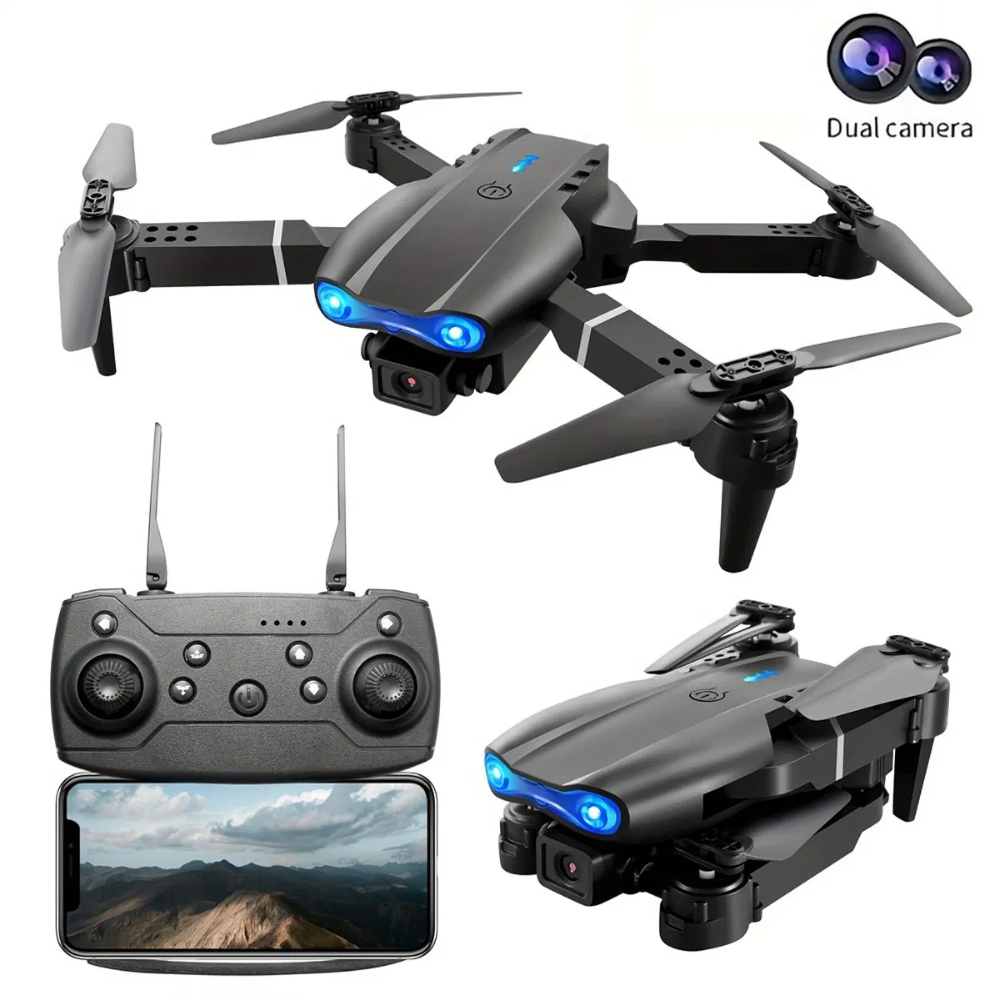 E99 dual-camera aerial photography drone, capable of shooting in high-definition with dual cameras. Equipped with a portable storage bag and a complete set of accessories, it records wonderful moments photo 2