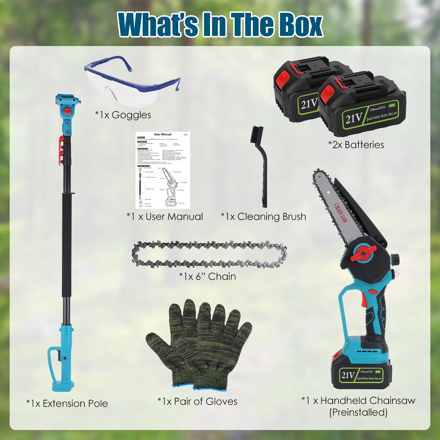 Extendable Cordless Pole Saw (5.3-7.4FT, Reach 13FT), 2-in-1 Handheld Chainsaw with ±90° Adjustable Head, Brushless Motor for High Tree Limbs Trimming photo 2