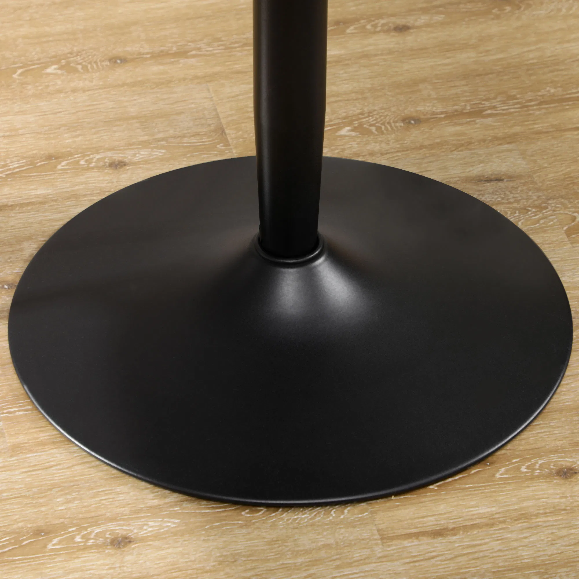 Modern Kitchen Table for 2 People, Round Dining Table with Steel Base for Living Room, Dining Room, Black photo 4