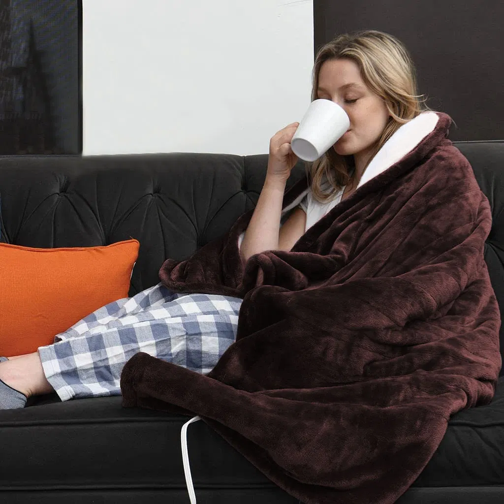 Electric Heated Flannel Throw Heated Blanket with 6 Heat Settings 1-8 Hours Auto off Washable for Home Office Usage 59x50in photo 8