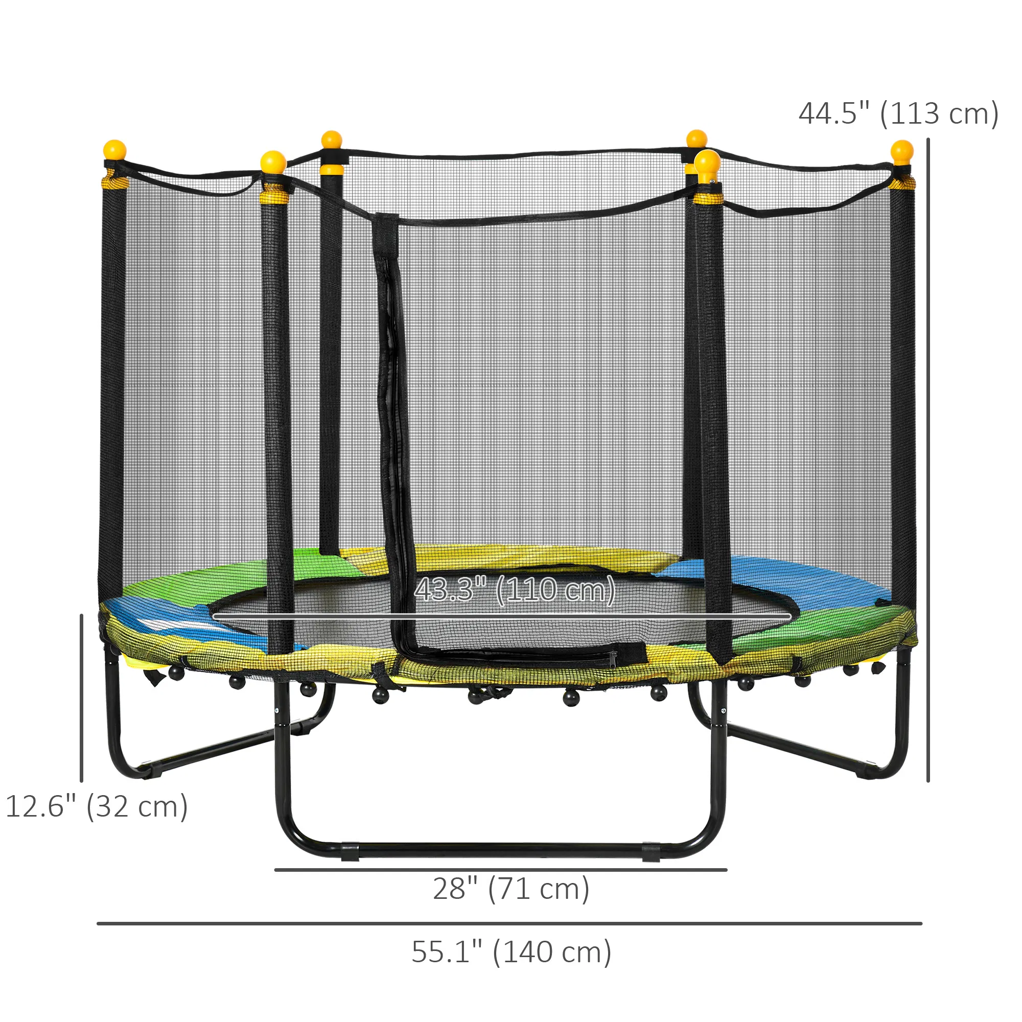 4.6FT Trampoline for Kids with Enclosure Net for Ages 3-10, Indoor Outdoor Use, Black photo 4