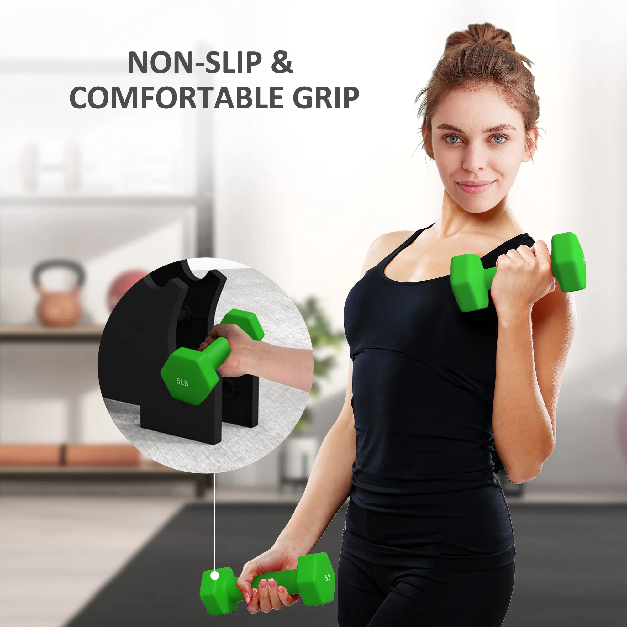 2 x 2 lbs., 2 x 3 lbs., 2 x 5 lbs. Dumbbells Set with Dumbbell Rack, Hand Weights for Home Gym Training photo 3