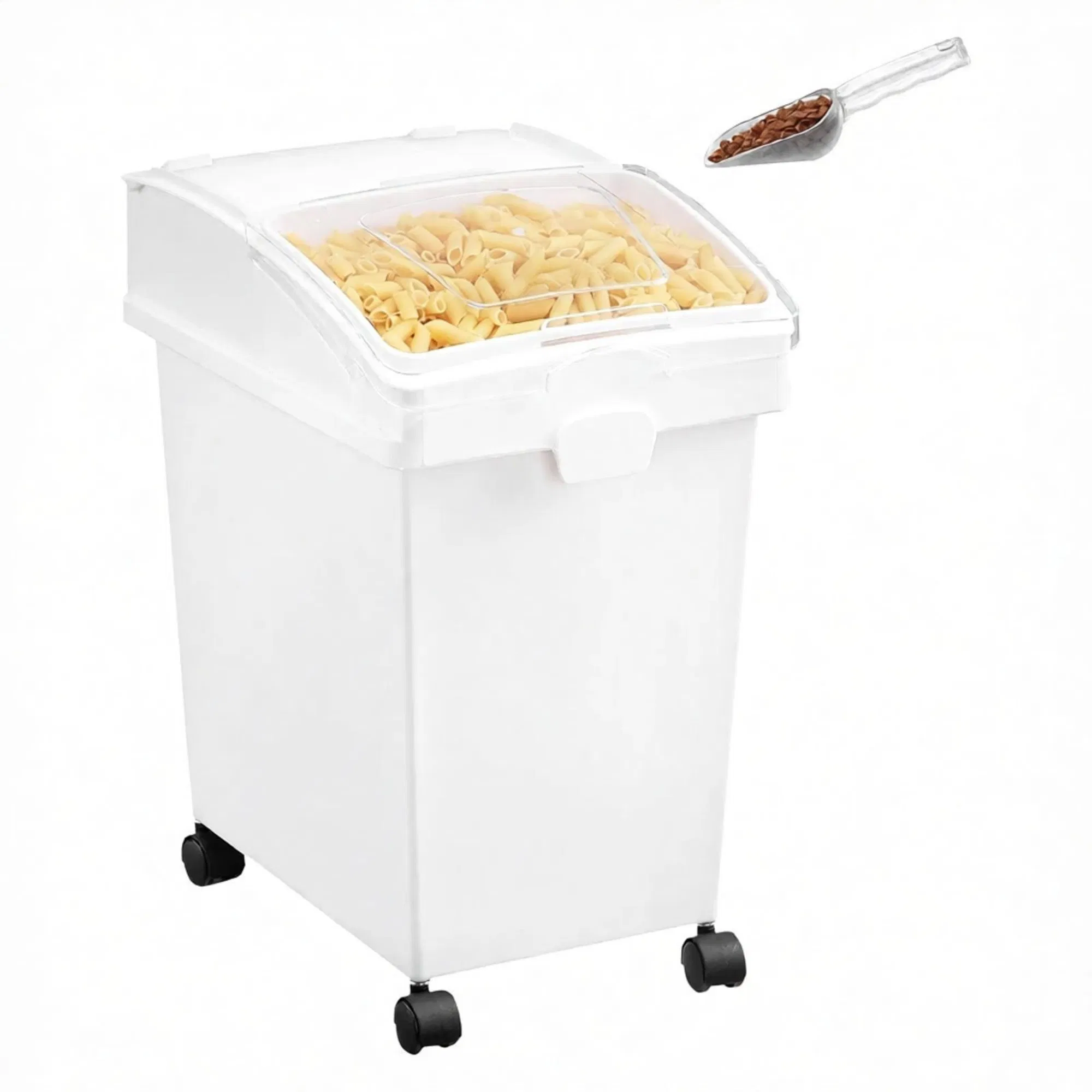 3-Pack 25L Large Rice Storage Container, Airtight Dog Food Dispenser Bin with Wheels & 3 Scoops, Kitchen Grain Cereal Flour Organizer photo 6