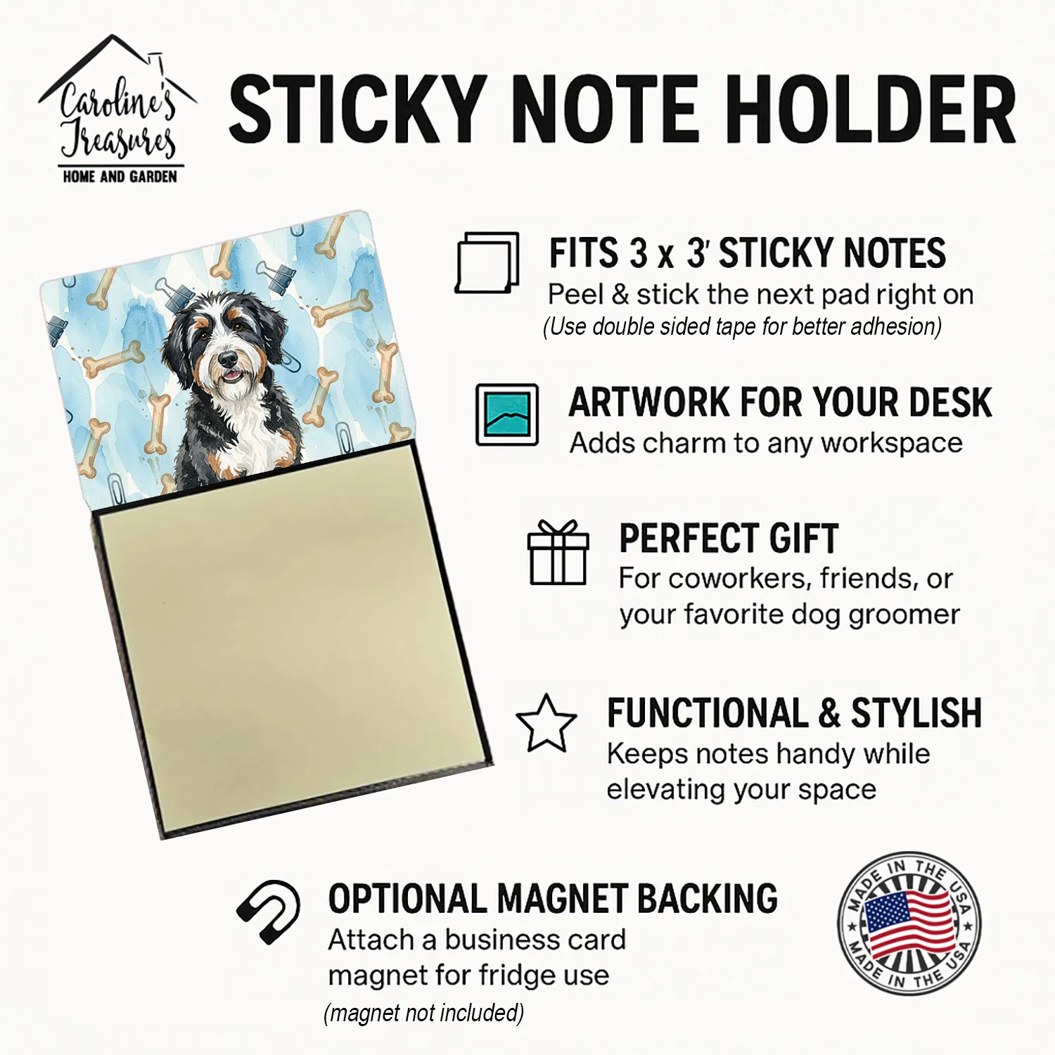 Berndoodle Coworker Watercolor Sticky Note Holder Refillable Dispenser Desk Accessory 3x3 Pad Gift photo 3