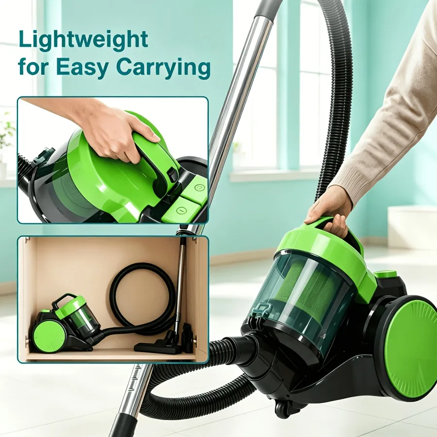 Canister Vacuum Cleaner for Home, Lightweight Portable Vacuum Cleaners with Automatic Retractable Cord, Bagless Vacuum with Washable HEPA Filter for Hardwood Floor & Carpet photo 6