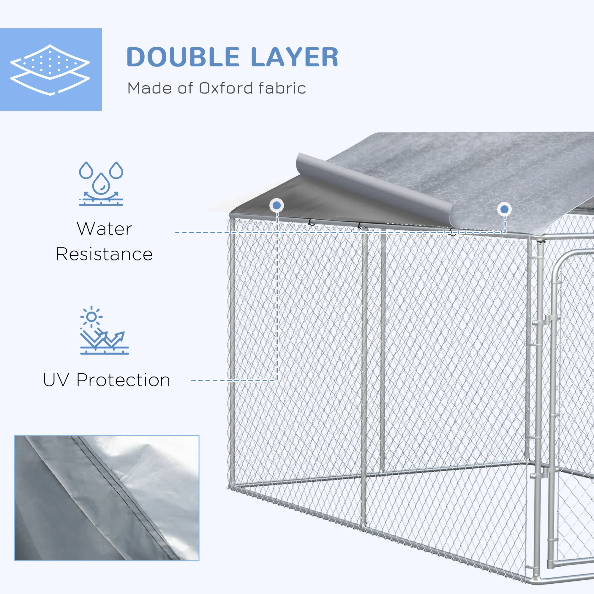Dog Kennel Outdoor, Heavy Duty Playpen with Secure Lock, Cover, for Backyard & Patio, 13.1' x 7.5' x 7.5' photo 4