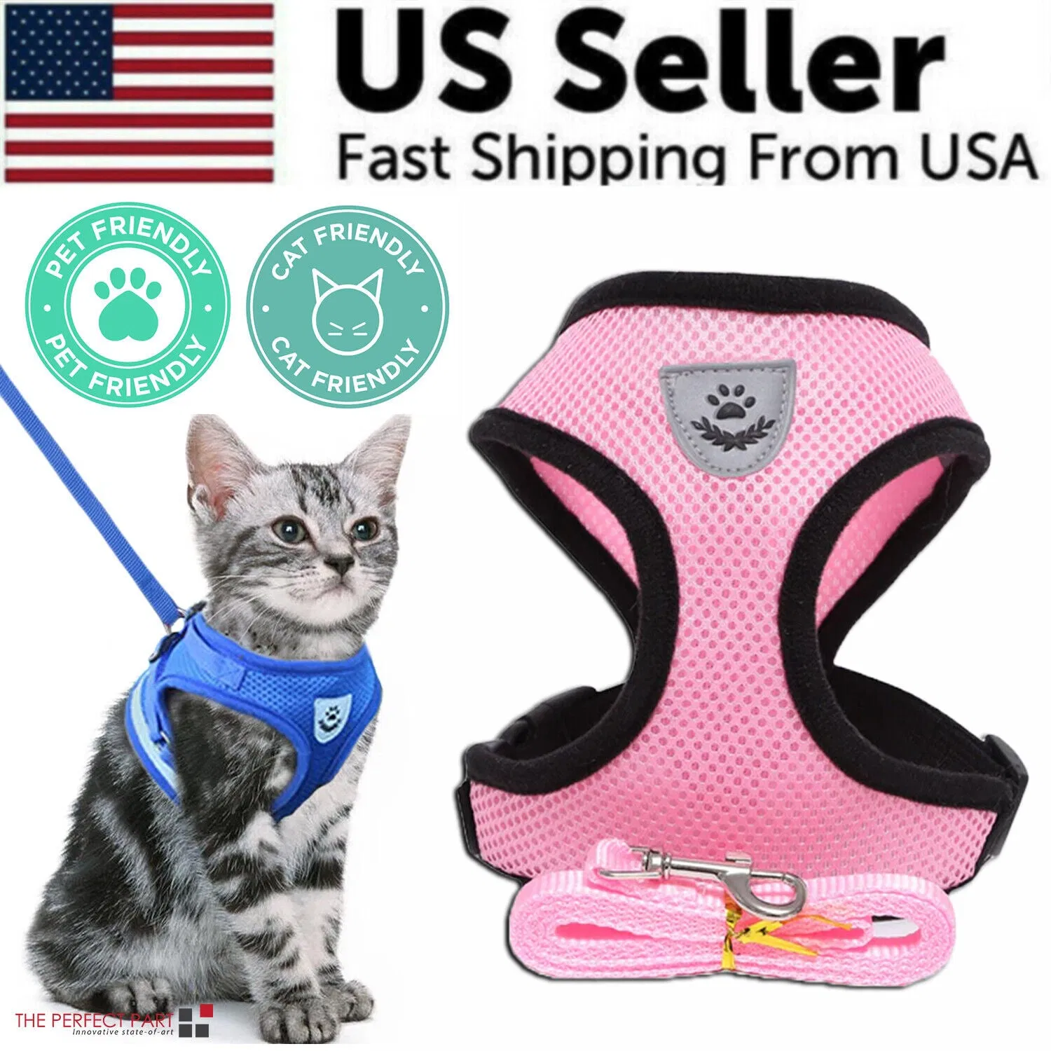 Cat Dog Pet Harness Adjustable Control Vest Dogs Reflective S M L XL Leash photo 1