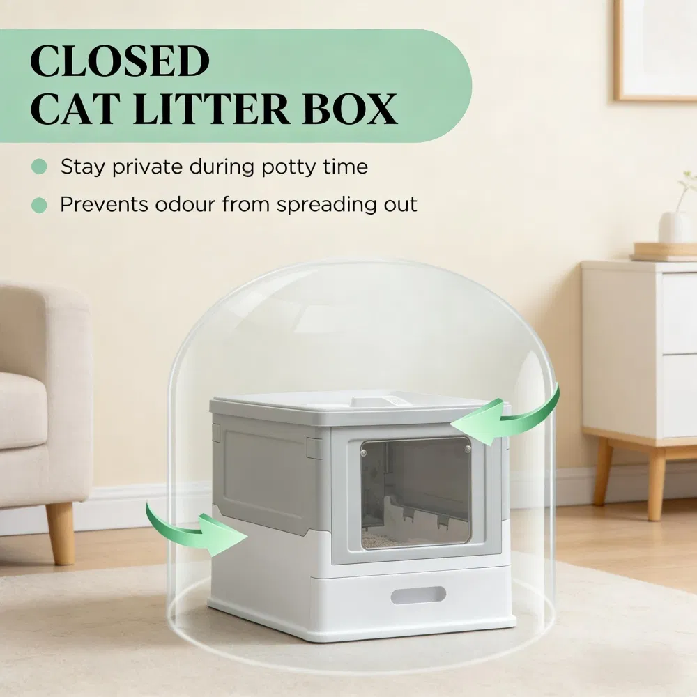 Stainless Steel Enclosed Litter Box for Cats photo 2