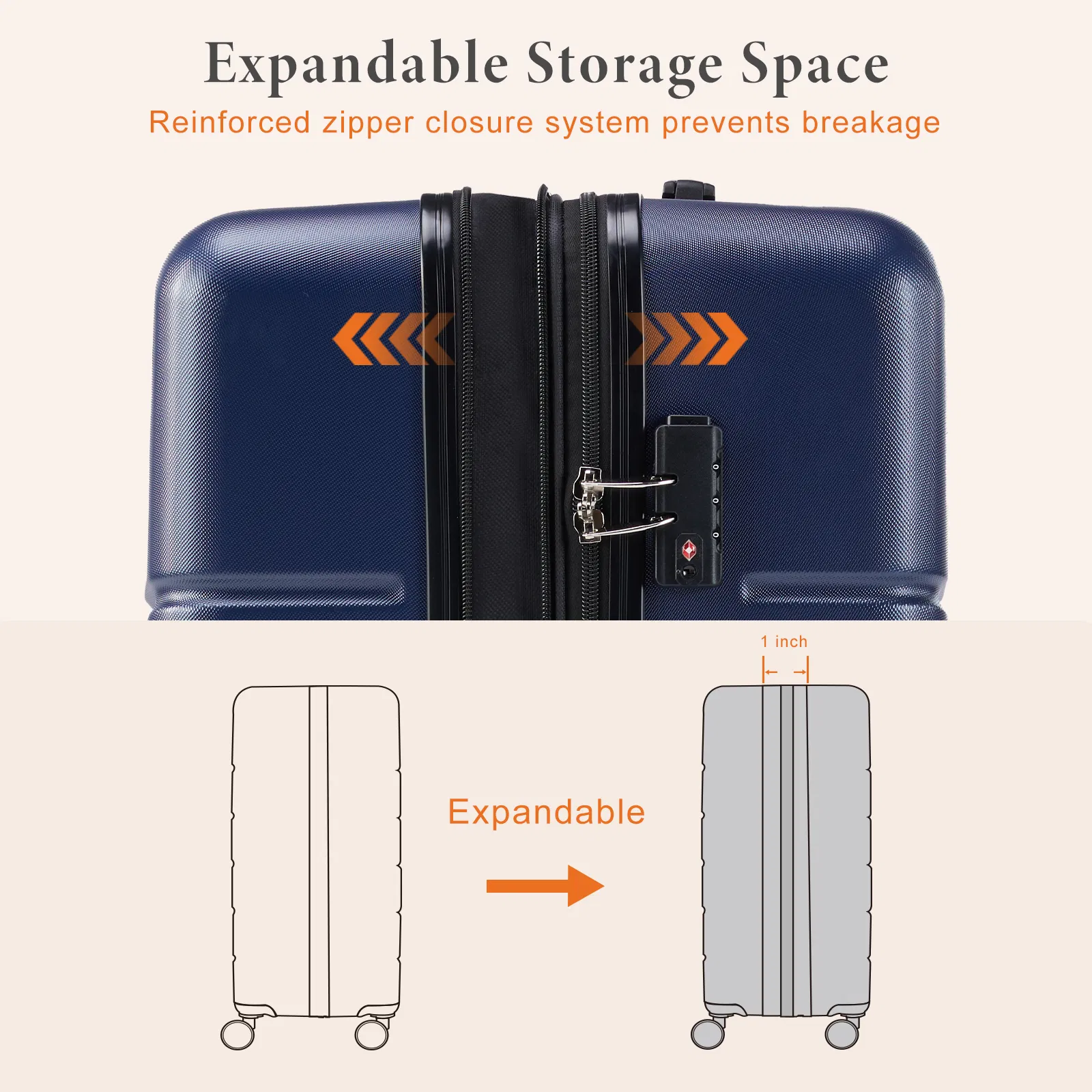 Carry-On Luggage, Hard Shell ABS Suitcase with Double Spinner Wheels, Lightweight Expandable Rolling Luggage with TSA Lock photo 4