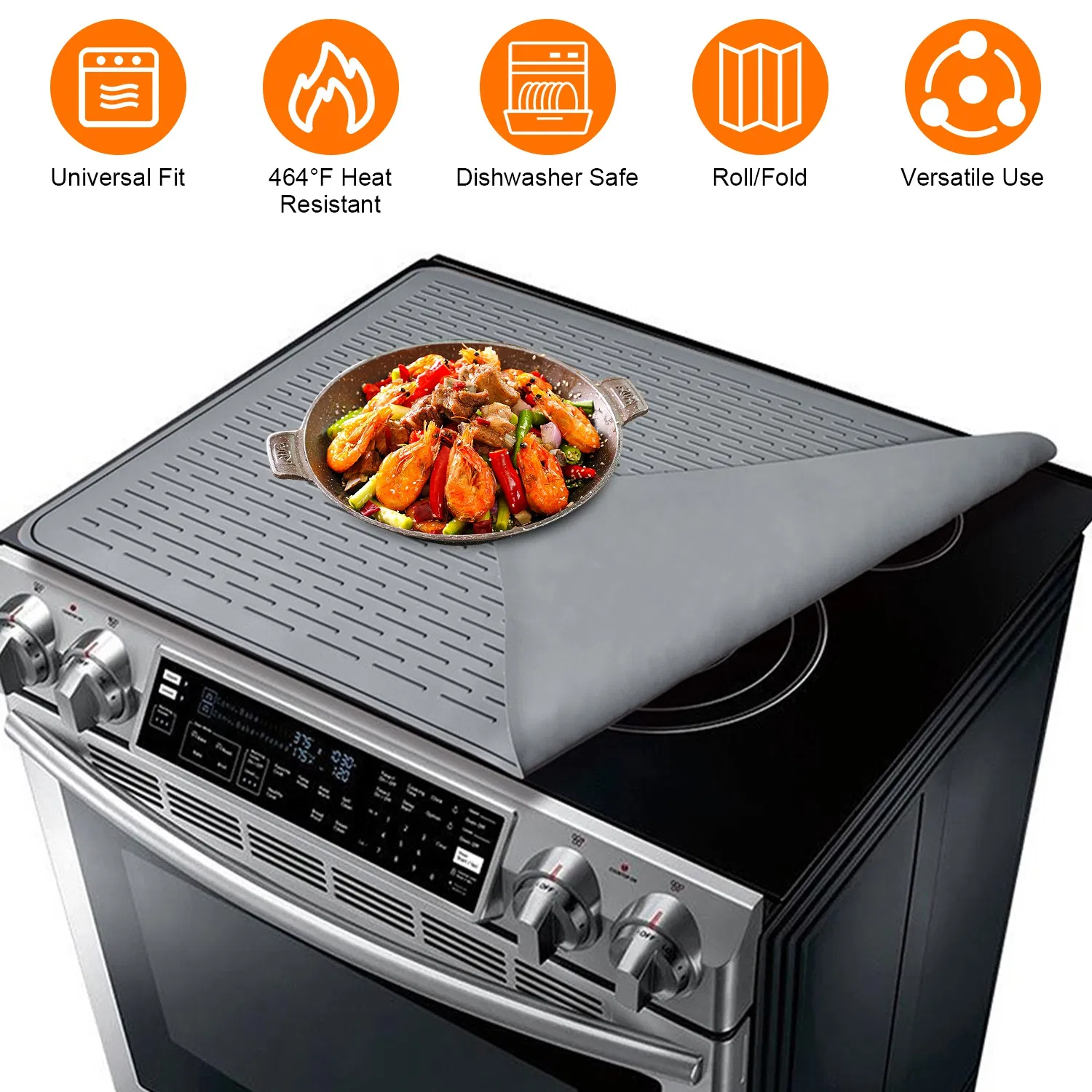 Foldable Silicone Stovetop Cover Mat, 27.95 x19.69 Inch Waterproof Heat-Resistant Protector for Glass Electric Stove, Works as Drying & Pet Feeding Mat photo 1
