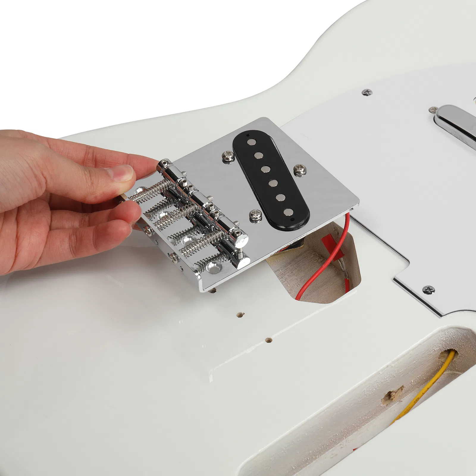 DIY 6 String TL Style Electric Guitar Kits with Mahogany Body, Maple Neck and Accessories White photo 2