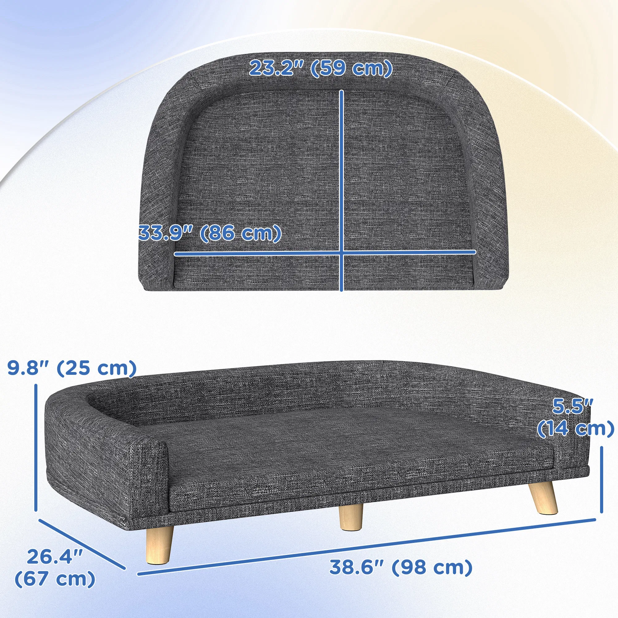 Dog Sofa for Large Dogs with Washable Cover, Anti-slip Foot Pads, Dark Grey photo 6