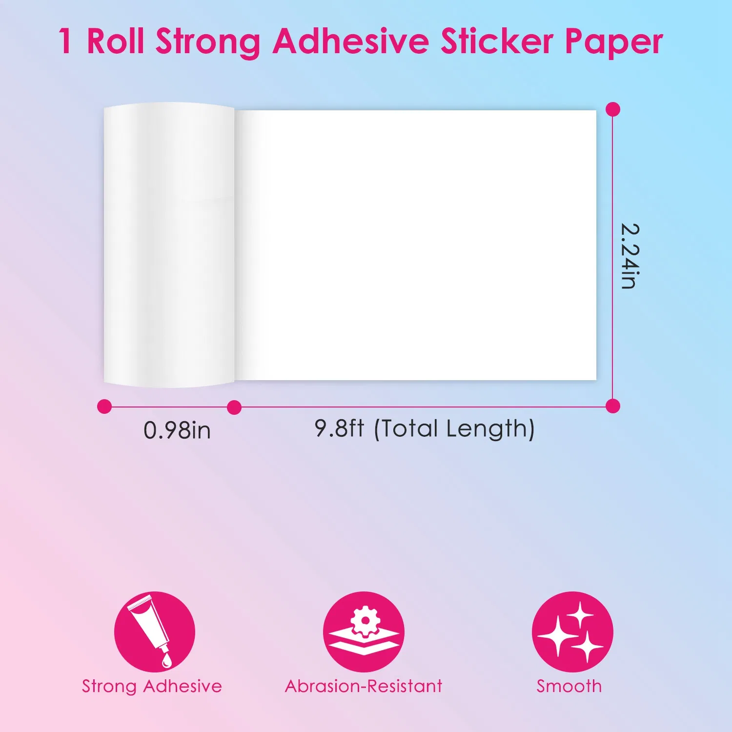 Portable Pocket Thermal Printer, Bluetooth Mini Ink-less Printer, Built-in 1000mAh Battery, Includes 2 Rolls Printing Paper, Compatible with iOS & Android for Label List Memo Picture Printing photo 2