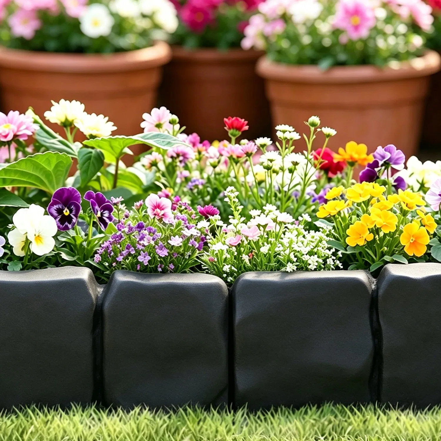 20-Piece 16ft Plastic Garden Edging, Cobblestone-Style Flexible Interlocking Landscape Border, PP Lawn Edging for Yard Flower Bed and Pathway Landscaping photo 8