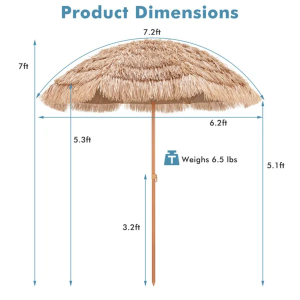 7.2 foot portable beach umbrella with adjustable tilt photo 3