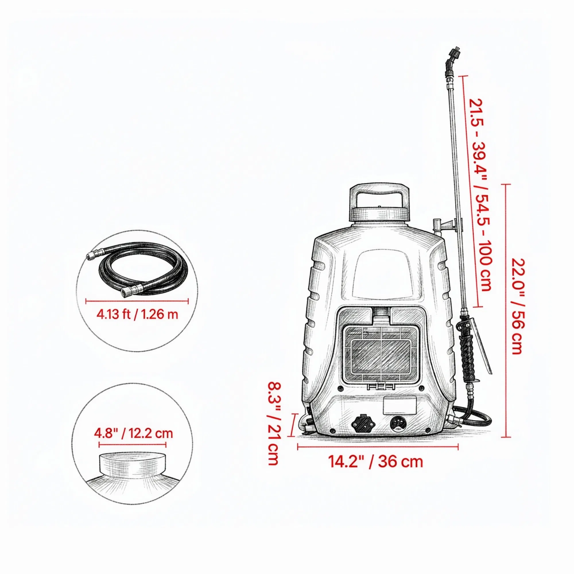 Battery Powered Backpack Sprayer, 0-90 PSI Adjustable Pressure, 12V 8Ah Battery, 8 Nozzles & 2 Wands, Wide Mouth Lid, for Weeding & Cleaning photo 3