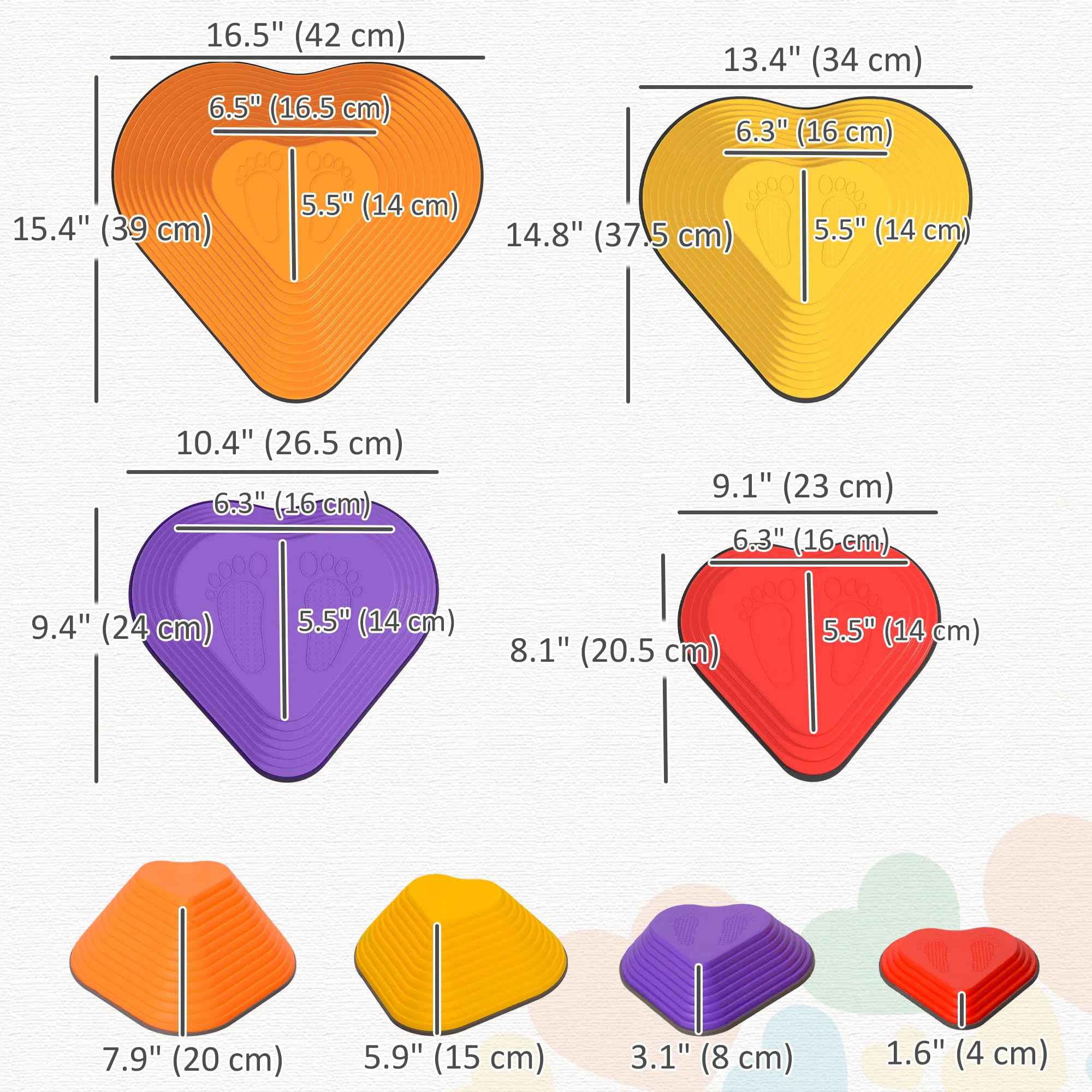 9PCs Non-Slip Stackable Kids Stepping Stones, Heart-Shaped photo 6