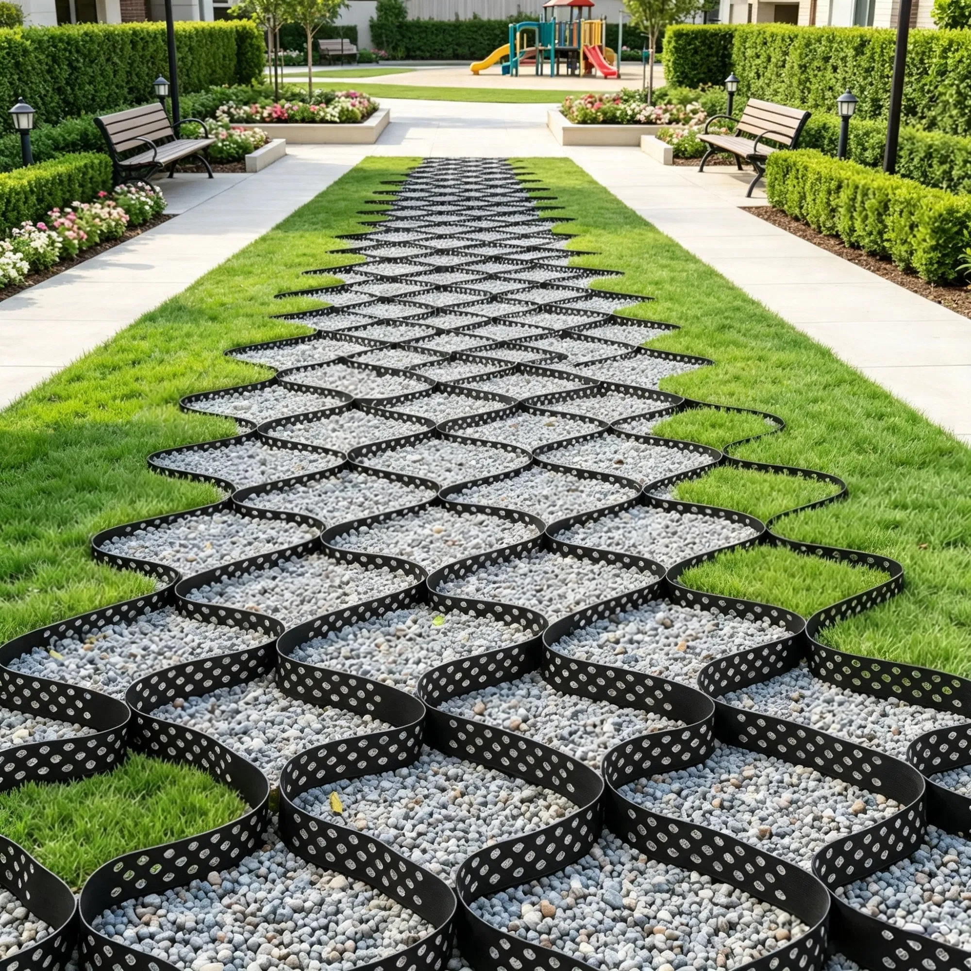 17.06 x 8.86 FT Gravel Grid, Permeable Geo Grid Driveway Stabilizer for Garden, Patio & RV Parking photo 8