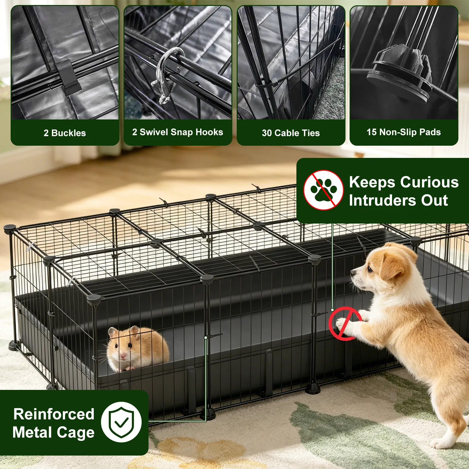 47x24x12" Guinea Pig Cage Small Animal Playpen DIY Metal Pet Enclosure with 20 Panels Waterproof Floor Mat for Hedgehogs Chickens Ducklings Rabbits Hamsters photo 7