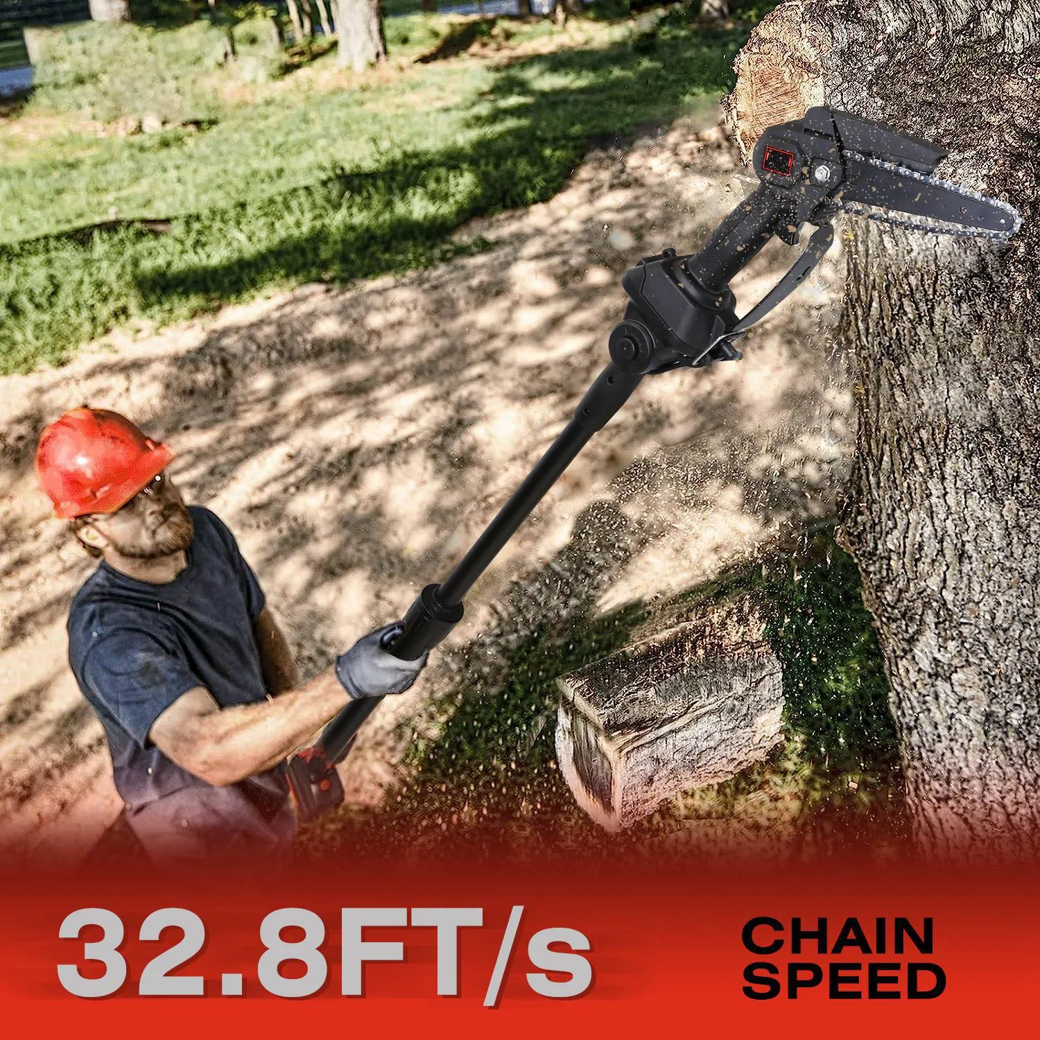 2-in-1 Electric Pole Saws for Tree Trimming, 6 Inch Mini Chainsaw Cordless with Extension Pole, Battery Powered Pole Chain Saw, Tree Trimmer Limb Branch Cutter Pruner with 2 Battery photo 4
