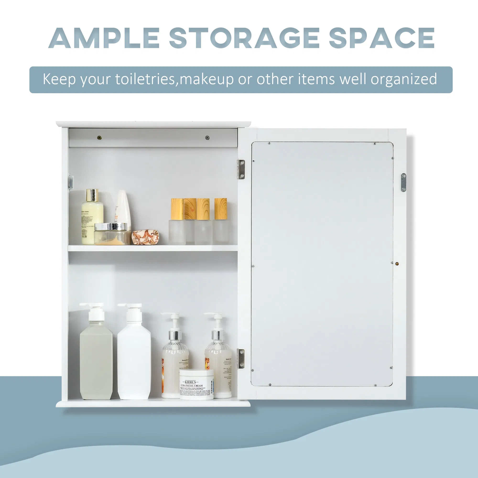Bathroom Mirror Cabinet, Wall Mounted Medicine Cabinet with Door and Shelves, White photo 5