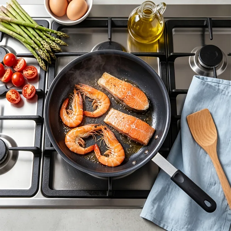 Ceramic Nonstick Egg Pan, Aluminum Frying Pan with Stainless Steel Base, Oven Safe, Dishwasher Safe Skillet photo 5