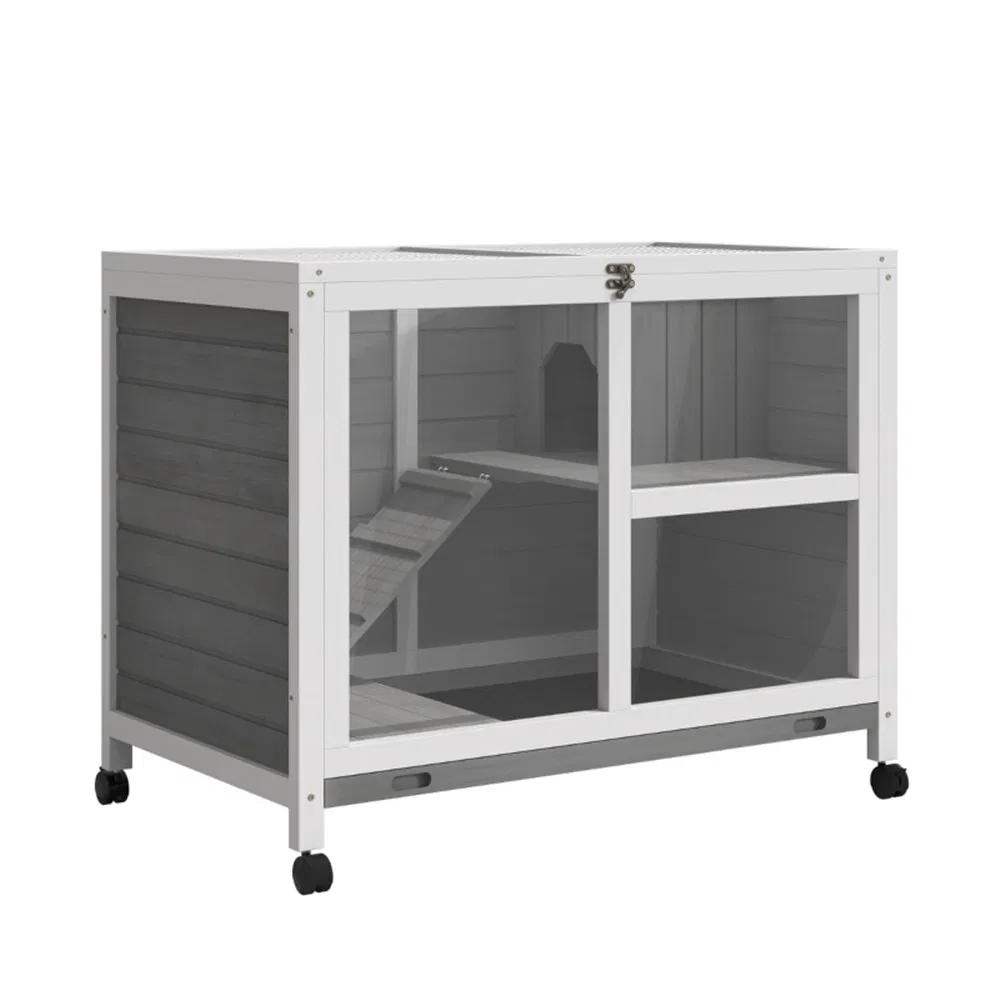 Pet cage /Wood Rabbit Hutch-Gray ( Amazon Shipping)(Prohibited by WalMart) photo 7
