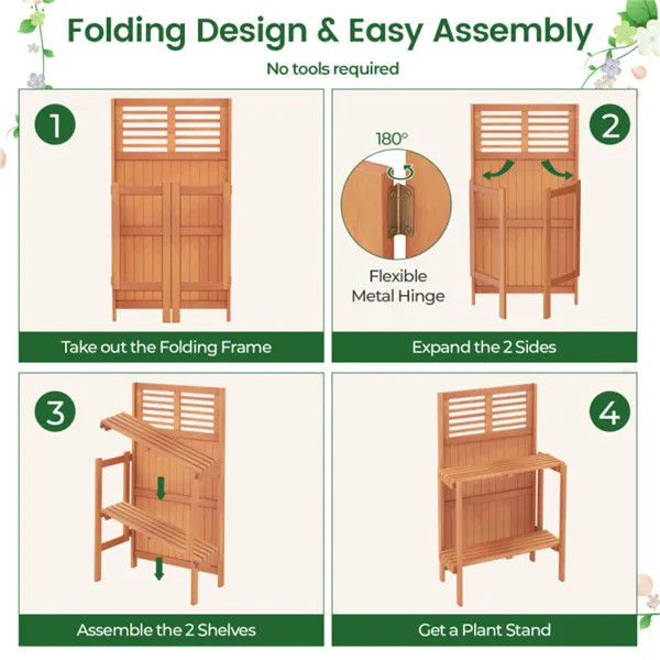 Foldable outdoor garden potted plant platform photo 2